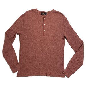 RRL Ralph Lauren Henley Shirt Mens L Double RL Long Sleeve Waffle Knit Thermal